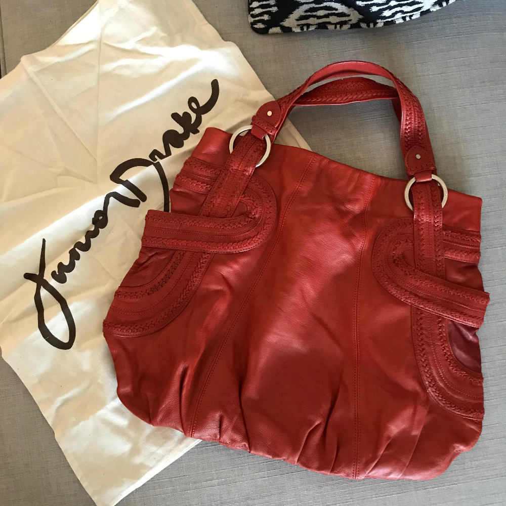 Junior Drake Braided Orange Leather Handbag